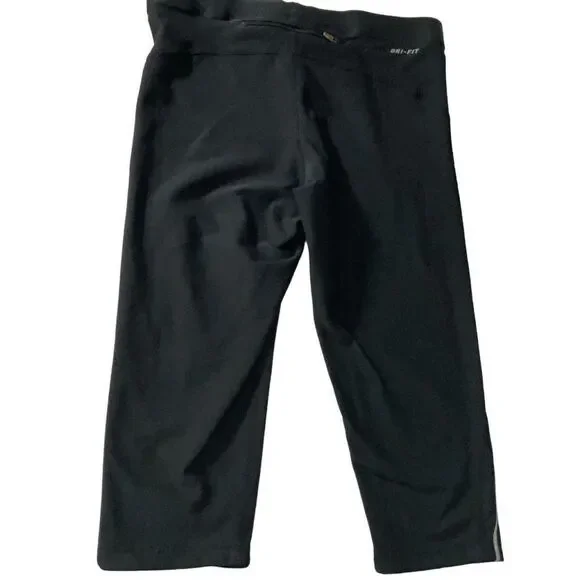 Nike Dri Fit Mid Rise Womens Cycling Shorts Black  Back Zip Pocket Size Small - Picture 2 of 5